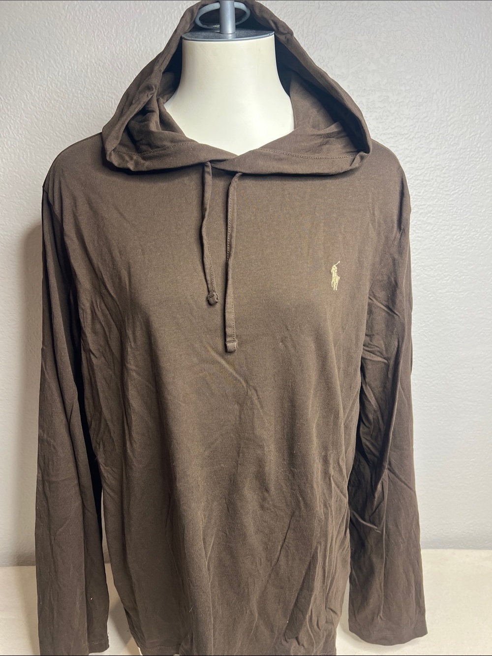 Polo by Ralph Lauren Brown Hooded Long Sleeve Shirt with Gold Pony
